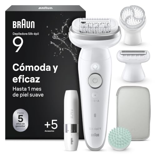 Braun Silk·épil 9 SkinSpa Depiladora Eléctrica Mujer, 9-381, Plata