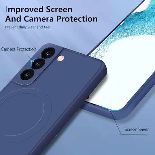Coque Samsung S22 MagSafe en silicone bleu avec doublure microfibre - 6