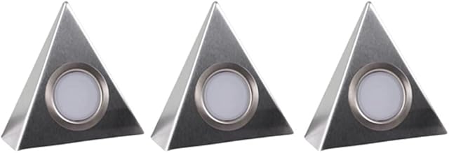 3 Pack LED Stainless Steel Under Cabinet Triangular Head Light Kit with Driver | 2W 100lm 4000k Cool White | Kitchen Lighting | Easy Plug & Play System | 12V Low Voltage