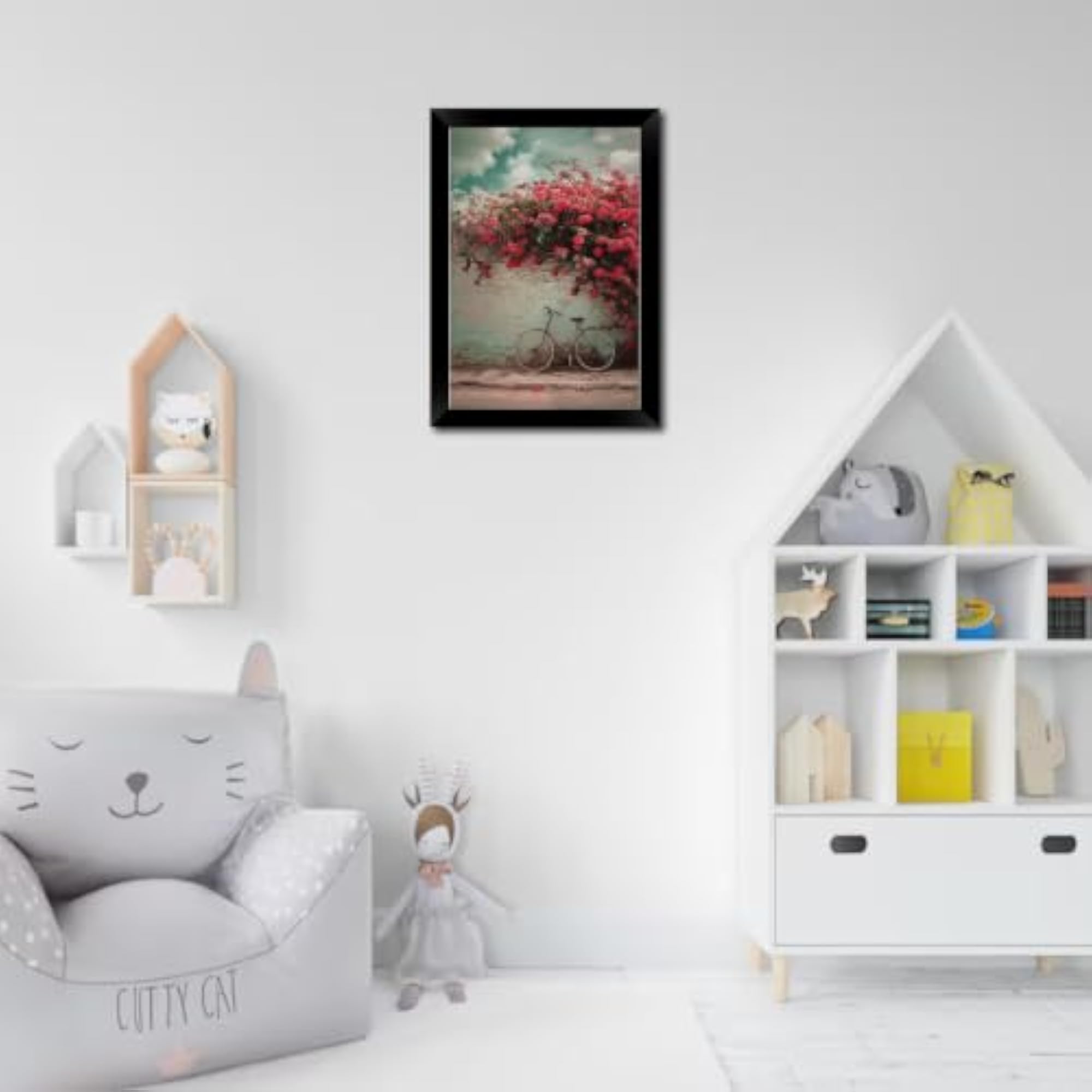 Vintage Bicycle & Floral Wall Art Frame