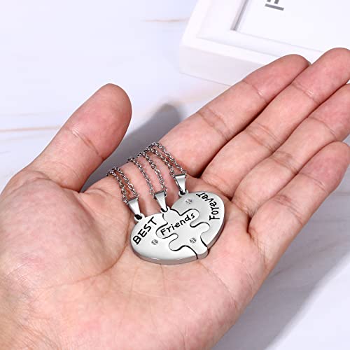 Oidea Sets Of 3Pcs Stainless Steel Friendship Best Friends Forever Messages Puzzle Necklaces For Mother's Day Gifts,With Chains Included #TOP3