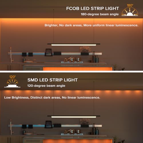 Image of BTF-LIGHTING FCOB COB LED Strip Orange Color 5mm Width UL Listed Super Narrow Flexible Uniform Light DC12V 16.4FT CRI 90+ Dimmable LED Ribbon for Bedroom Home Indoor Decor(No Adapter or Controller)