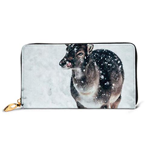 Preisvergleich Produktbild JHGFG Mode Handtasche Reißverschluss Brieftasche Deer Snow Phone Clutch Geldbörse Abendkupplung Blocking Leder Brieftasche Multi Card Organizer