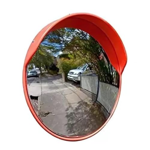 LADWA 24-Inch Convex Parking Safety Mirror with Adjustable Bracket – Wide-Angle View, High Visibility Orange Frame, for Indoor Use, Garages, Driveways & Parking Areas – 1 Pc (Pack of 1, 32In)