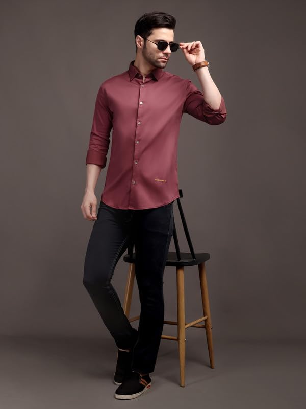 Image of The Stripp & Co Men's Full Sleeve Cotton Solid Shirt | Regular Fit Casual | Soft & Breathable Fabric | Button-Down Collared Formal,& Office Wear | Everyday Shirt | Sizes M to 2XL