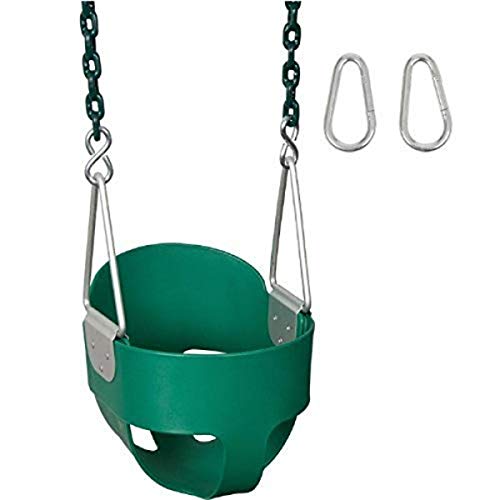 Swing Set Stuff Highback Full Bucket with 5.5' Coated Chain & SSS Logo Sticker, Green