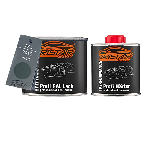 TRISTARcolor RAL 7016 Anthrazitgrau peinture automobile mate 2K, pot de 0,75 litre / 750 ml, durcisseur inclus