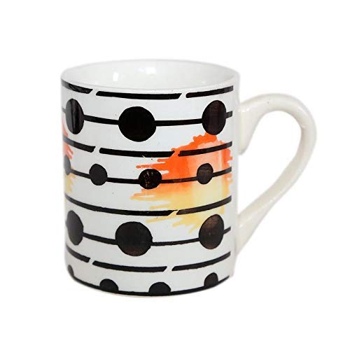 JMD Arts n Designs Joint Doted Gloss Finish Coffee Mug (White & Black)