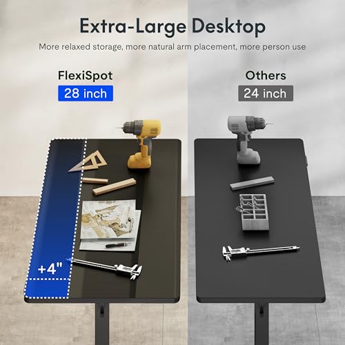 FLEXISPOT Electric Adjustable Workbench, 55x28 Inches Ergonomic Worktable with Drawer and Wheels for Garage, Workshop and Office, Spacious Desktop for Woodworking and Crafts, Black, 4 Packages - image 4