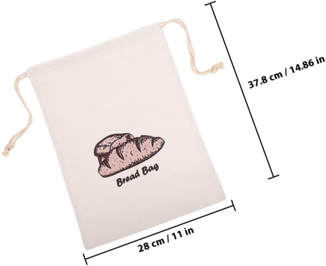BESTonZON 2pcs Linen Bread Storage Drawstring Bags for Bread and Pastry with Food-safe Material for Packaging and Party Favors