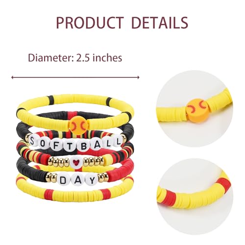 Image of Football Baseball Soccer Beaded Bracelets for Women Stackable Game Day Sports Theme Bracelet