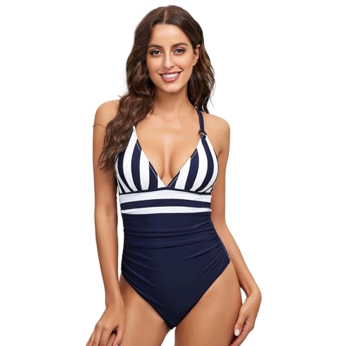 Maillot de bain une pièce vintage plissé pour femmes et monokini extensible confortable