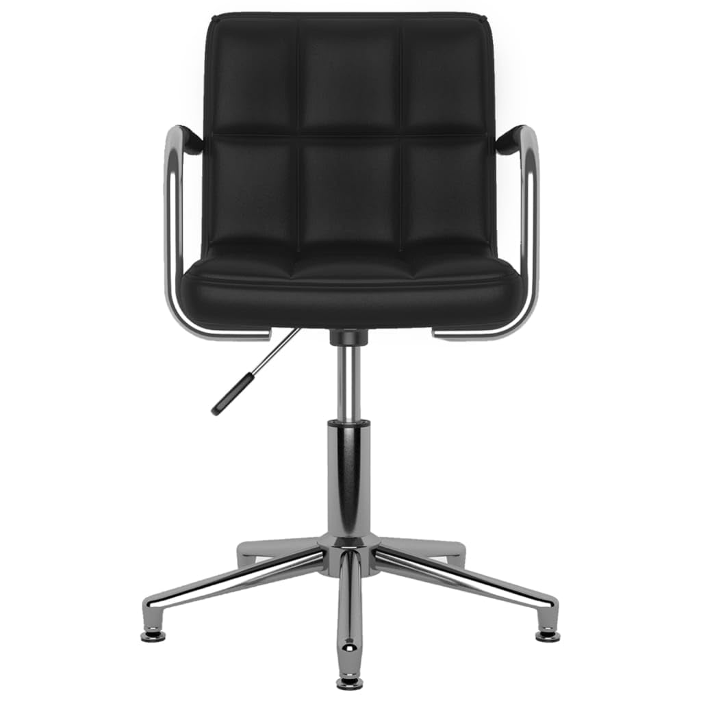 Silla de oficina giratoria negra de piel sintética, altura regulable con muelle de gas, rotación de 360°, silla de escritorio ergonómica para oficina y juegos, estructura de acero cromado