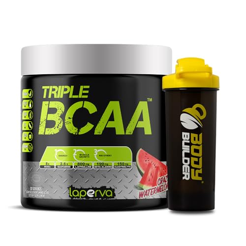 Laperva Triple BCAA Powder - Advanced Muscle Recovery & Performance Enhancement Formula (Crazy Watermelon) Flavor (30 Servings) (Shaker Free)