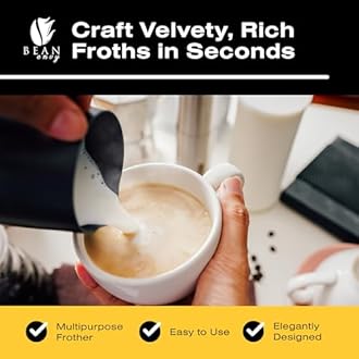 Bean Envy Milk Frother, Coffee Stirrers, Frother Wand, Milk Frother Handheld, Frother with stand, Hand Blender for Coffee, Lattes, Cappuccino, Matcha and Hot Chocolate – Kitchen Gifts - White