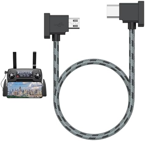 Mugust Micro to USB C Remote Controller Cable for DJI Mavic Mini, Mini SE, Mavic 2 Pro/Zoom, Mavic Air/Pro, Spark, DJI Drone to Phone for iPhone 17 16 Pro 15 Plus Type-C Cable Cord, 1ft