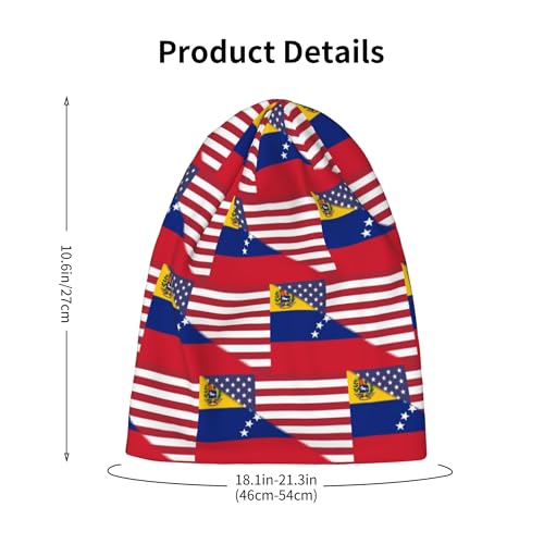 American Flag and Venezuelan Flag Kids Leisure Elastic Knitted Hat Junior Large Size Knit Cap Child Beanie Black2