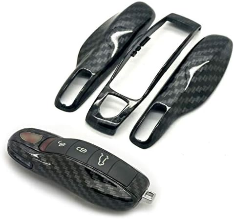 3 PCS Remote Start Keyless Key Case Cover Shell for Porsche Cayenne Panamera Caman 911 981 (Carbon Gloss Fiber)