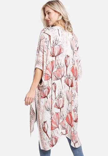 Image of Breezy Lane Women's Kimono Cardigan Summer Swimsuit Coverups Beach Cover Up with Floral Print for Vacation