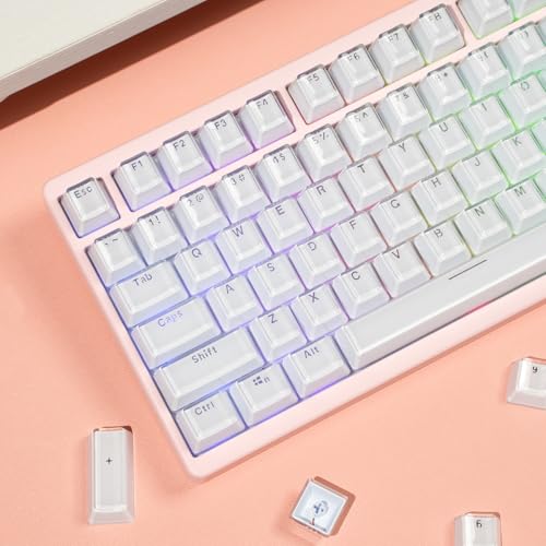 mintcaps Keycaps - Crystal Jelly White Keycaps Translucent Custom Keyboard Keycap OEM Profile Cute Key caps for 60%/80%100% Cherry Gateron Mx Mechanical(135keys)