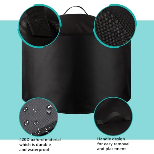 Feuerschalen- Abdeckung für Solo- Herd, 38, 1 cm, Ranger Solo- Herd, wasserdichte Abdeckung, runde wasserdichte Feuerstelle, Schutzzubehör für Outdoor- Camping, Schwarz, 45 cm D x 34 cm H-3