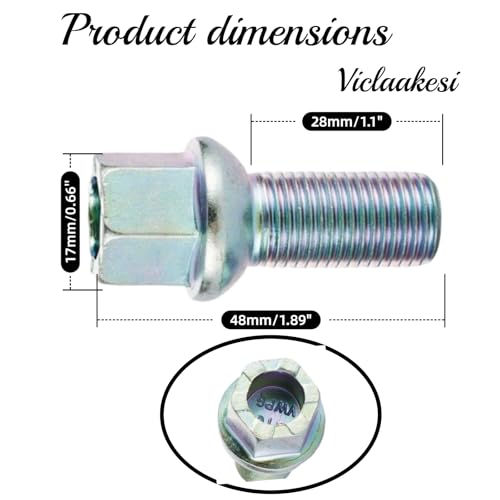 Image of 5 Pack 8D0601139D WHT002437 M14x1.5 Car Lug Nuts Wheel Lug Bolts | Compatible With Volkswagen /VW Golf Jetta Passat Beetle CC for Audi A3 A4 A5 A6 A7 Quattro A8 M14-1.5 Lug Bolts(Color Zinc)