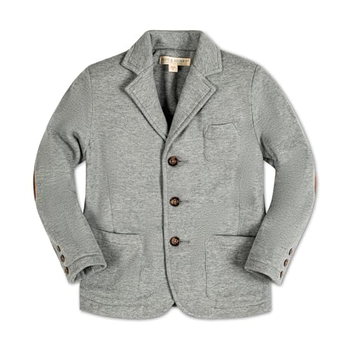 Hope & Henry Baby Boys' Fleece Suit Blazer, 18-24 Months, Gray Heather Herringbone Fleece