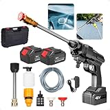 Lavadora de Alta Pressão Portátil Sem Fio a Bateria, Lava Jato com 2 Baterias Recarregáveis e Maleta, Carregador Bivolt, para Carro, Moto, Bike, Quintal e Jardim