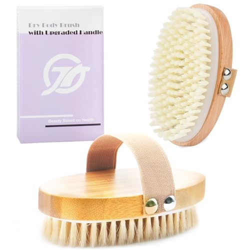 FREATECH 2 Stück Trockenbürste Körperbürste Set mit Weichen & Harten Naturborsten, Peelingbürste Badebürste Duschbürste Massagebürste zur Entfernung Cellulite, Förderung Durchblutung und Lymphdrainage