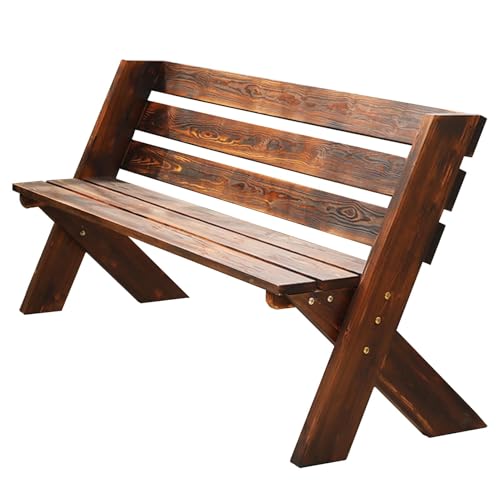 Banc de jardin en bois étanche avec dossier pour patio et parc