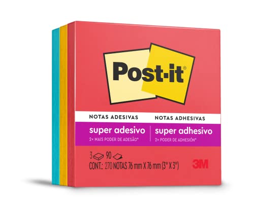 Post-it, 3M, Bloco de Notas Adesivas, Coleção Diversão, 76x76mm, 270 folhas