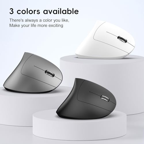 Image of Ergonomic Vertical Mouse, Bluetooth Rechargeable Wireless Mouse with 800 /1200 /1600 DPI, 6 Silent Buttons, Computer Mice for Windows, Linux, Mac