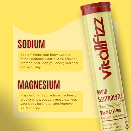 Image of Electrolyte Effervescent Tablets | Lemon Masala Flavour Hydration Tablets | Fizzy Drink Tablets for Daily Use | Pack of 1