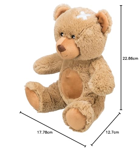 TRIXIE Teddy Eddy - Kuscheliger Teddybär aus 100% Recycling-Plüsch, 23 cm - Hundespielzeug für Klein & Groß - weich & nachhaltig - Made from Recycled Materials - waschbar & pflegeleicht - 34882