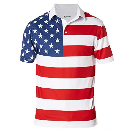 Royal & Awesome American Flag Fun Golf Shirts for Men, Colorful Mens Golf Shirt, Crazy Golf Shirts for Men, Funny Golf Polos for Men, Patriotic Golf Shirts for Men