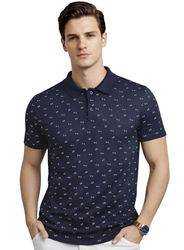 Polo en coton imprimé pour homme t-shirt blanc laiteux coupe ajustée en tissu interlock