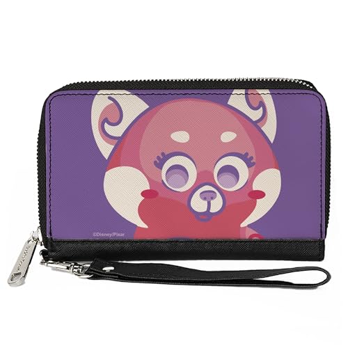 Buckle-Down Disney Wallet, Zip Around, Turning Red Red Panda Mei Face Close Up Purple Pinks, Vegan Leather