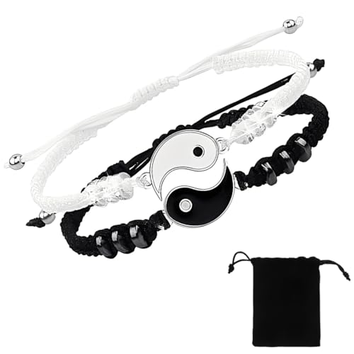 【Design raffinato】bracciali coppia, decorati con perline e un ciondolo Yin-Yang a motivo Tai-Chi, emanano un'aura mistica orientale ed esaltano la personalità unica.