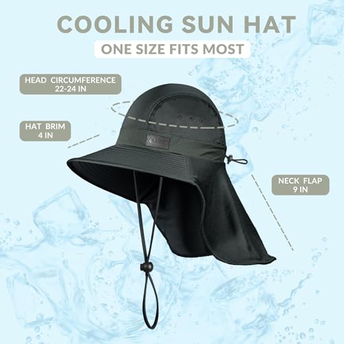 Image of Sukeen Cooling Sun Hat for Men Women UPF50+ Wide Brim Fishing Hat with Neck Flap Adjustable Foldable Bucket Hat for Hiking