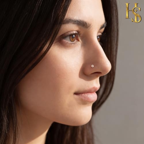 Image of HighSpark 92.5 Sterling Silver Nose Pin for Women | Simple & Elegant Nose Piercing for Women & Girls | Lovely Gift