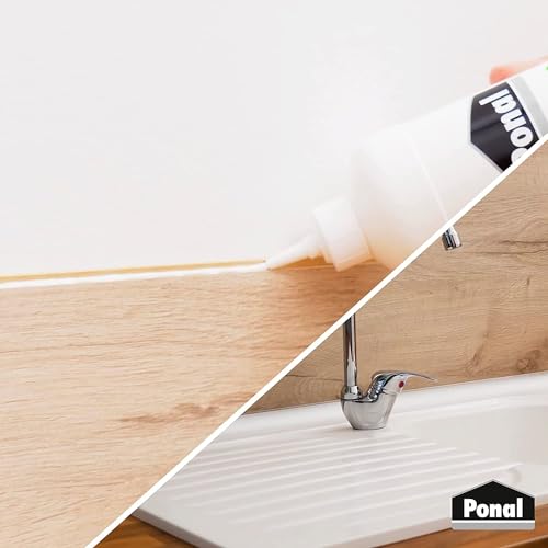 Ponal Parkett & Laminat Fugenleim, transparenter Kleber für Bodenbeläge, wasserfester Fugen Klebstoff, alterungsbeständiger Weißleim als Aufquellschutz, 1 x 1 kg Flasche