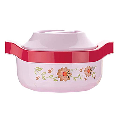 Image of Kuber Industries Floral Design Plastic Insulated Steel Casseroles,1500 ML (Light Pink) - CTKTC30908