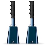 Cow Bells Noise Makers : Cowbells Hand Percussion for Sporting Events with Wrist Strap - 2pcs 8 Inch Large Loud Cheering Bell for Football Games Graduation (Dark blue)