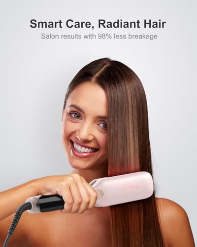Image of ANNLARY Hair Straightener, 1.75 Inch Flat Iron with Infrared and Ionic Technology, Titanium Plate with Ceramic Coating Dual Voltage Straightener with Heat-Resistant Silicone for All Hair Types