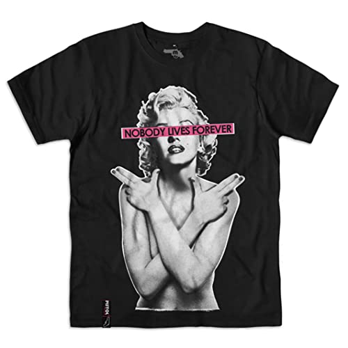 Pistol Boutique Marilyn Monroe - Camiseta de manga corta para hombre, cuello redondo, color negro, Negro, S