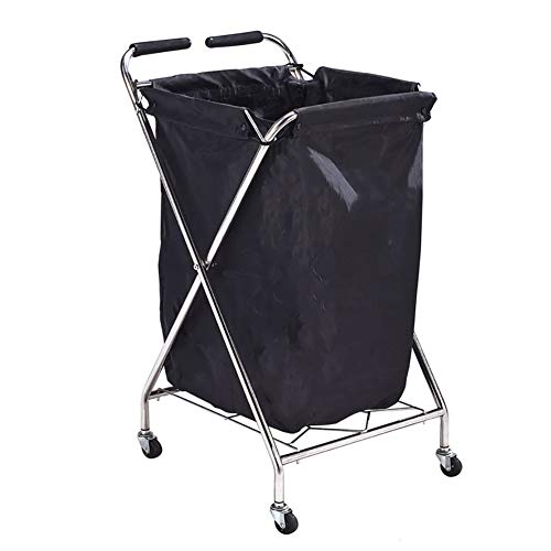 Chariot À Linge Noir avec Accoudoirs Et Roues, Chariot À Linge Résistant pour Salon De Beauté/Hôtel, Chariot De Stockage De Serviette, Charge 50kg Cover