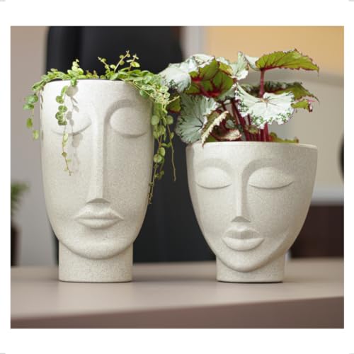 Vaso Para Planta Face Rosto Mulher N17 Nutriplan Cor Cimento