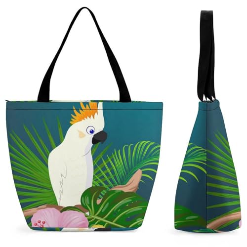 Sac de shopping perroquet blanc élégant idéal pour vos voyages et sorties en ville