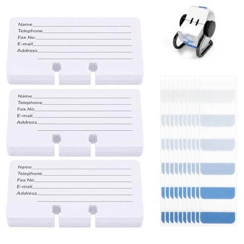 Avenuebool Business Cards Refill Kit, Compatible with Rolodex Card File Holders, Pack of 250, Ruled, 2-1/4" x 4", with Gradient Blue Index Tabs (Large 60 Tabs) and Plastic Organizer Box