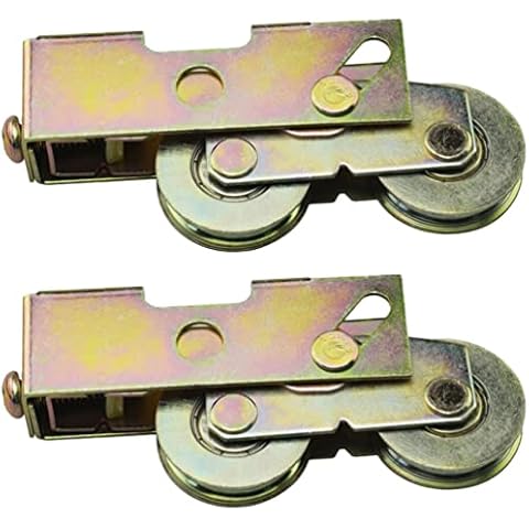 LIFKOME 2pcs 1-1/4 Inch Sliding Patio Door Rollers Sliding Door Tandem Roller Assembly Sliding Glass Door Rollers Replacement Sliding Door Wheel Replacement Steel Ball Wheel Bearing Side Adjustable Cover